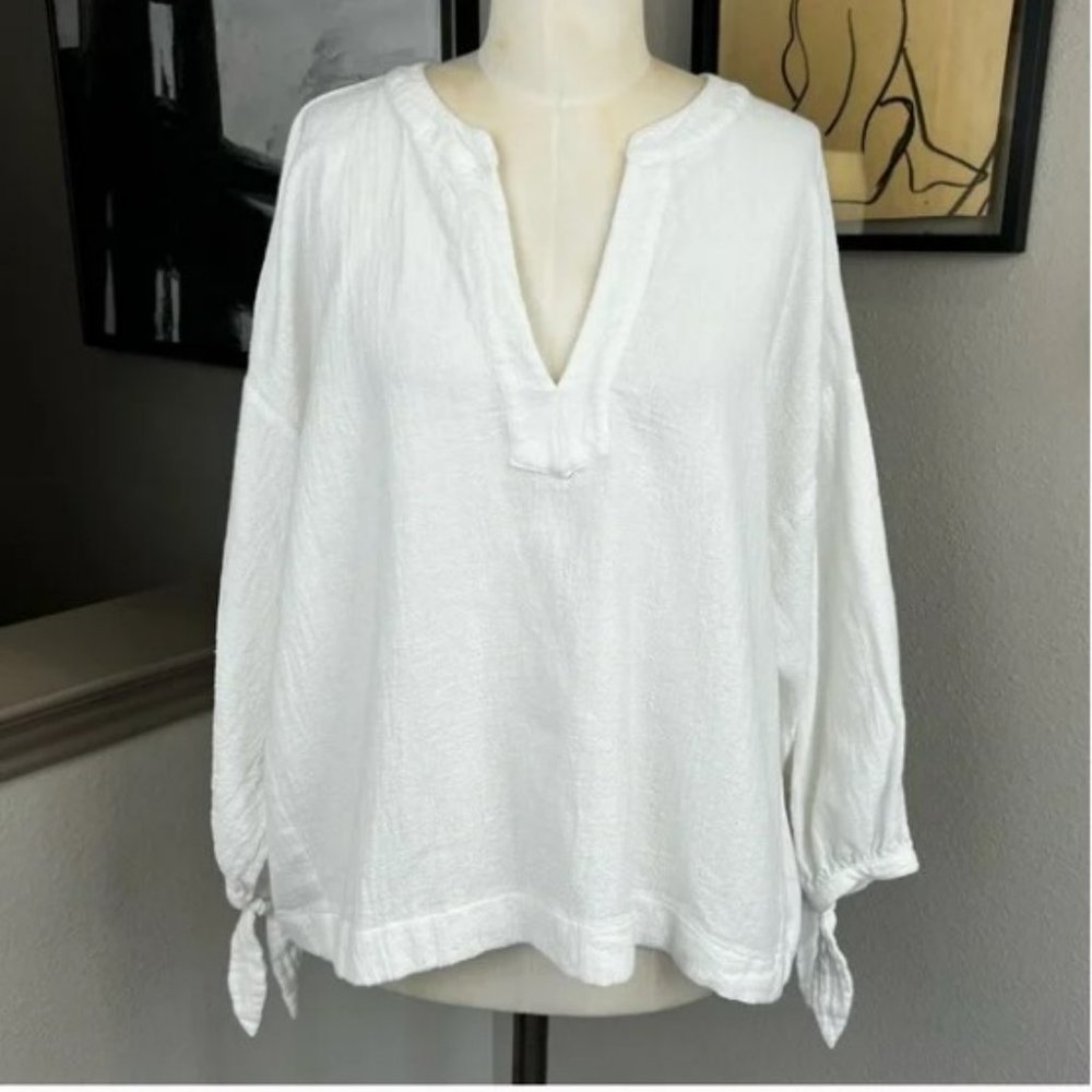 The Great white oversize tie sleeve gauze top Size 0